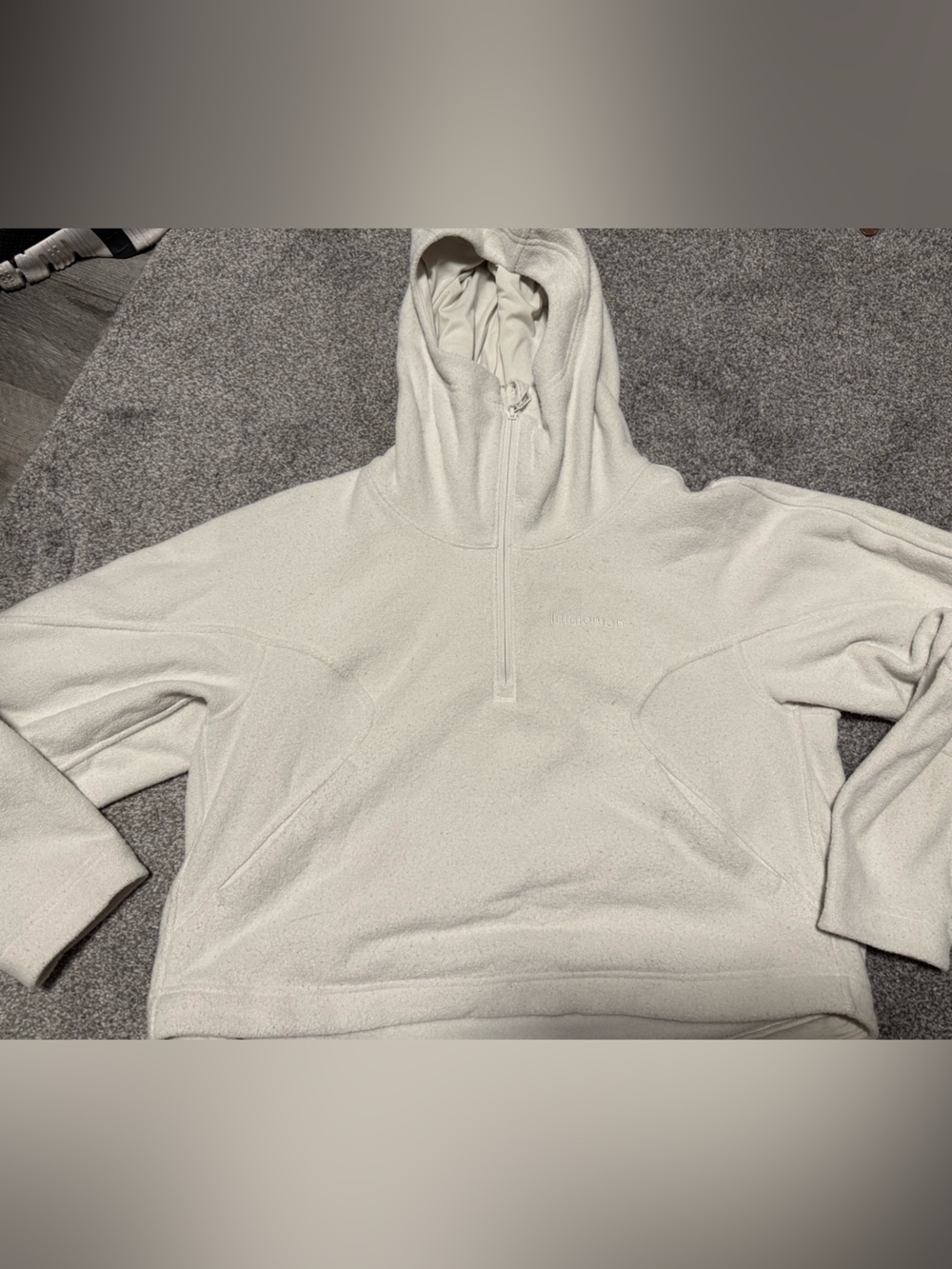 lululemon athletica Cream cropped Half-Zip Hooded Pullover